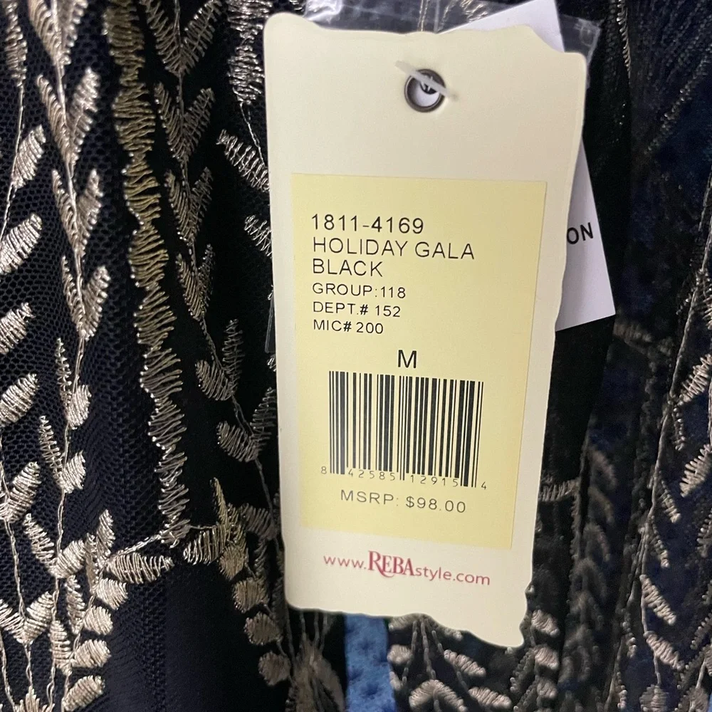 Reba Elegant Black and Gold Lace Top NWT - Picture 4 of 7